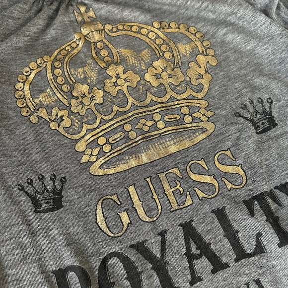 Guess Retro Y2k gorgeous gold glitter crown short sleeve top - Picture 12 of 12